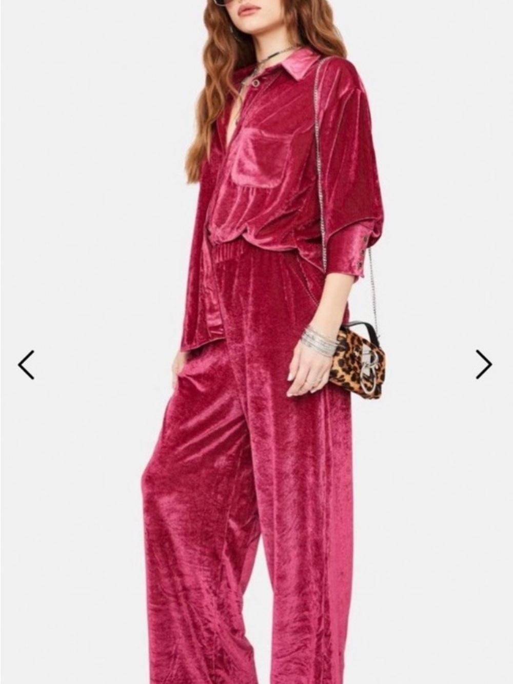 Free People Velvet Corduroy Matching Set Berry Pink Size Small